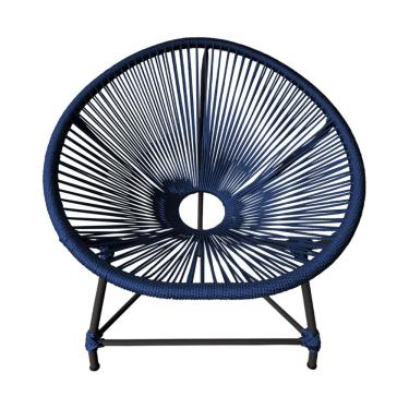 Imagem de Cadeira Acapulco Corda Náutica Base Em Alumínio Preto-azul Marinho