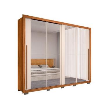 Imagem de Guarda Roupa Casal 2 Portas de Correr e 8 Espelhos Praticus Freijó/Off