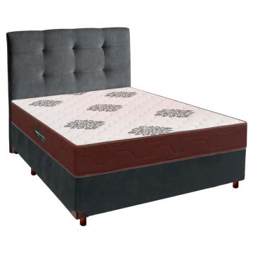 Imagem de Kit Cama Box + Cabeceira + Colchão Casal D45 Inovaflex - Cinza