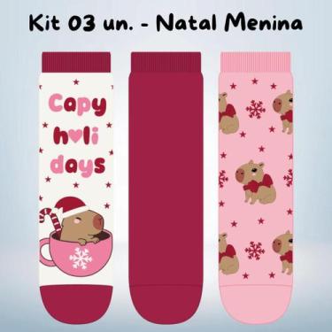 Imagem de Kit 03 Pares de Meia Divertida Capivara Soquete Infantil - Menino e Me