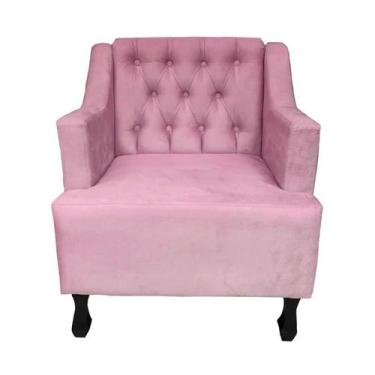 Imagem de Poltrona Estofada Para Salão de Beleza Genesis Suede Rosa Bebe LM DECO