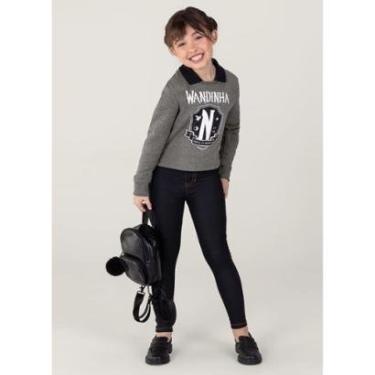Imagem de Blusão Moletom Wandinha Infantil Menina Brandili Cinza-Feminino