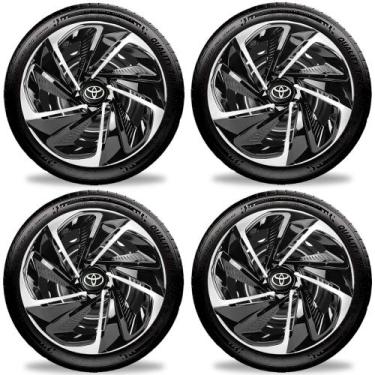 Imagem de Jogo 4 Calotas Nitro Aro 14 Preta Prata Toyota Corolla Etios - Elitte