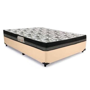 Imagem de Cama  Box Casal  Sintético +  Colchão Casal Ortobom Iso Dupla Face 60x138x188 bege