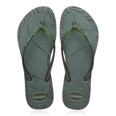 Imagem de Chinelo Havaianas Slim Glitter Edge - Verde Oliva-Unissex