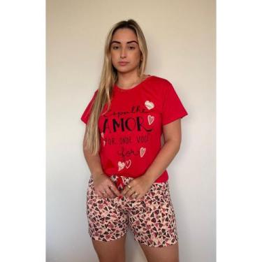 Imagem de Pijama Feminino Manga Curta e Short baby doll de Verão - PIJAMAS VIÇOS