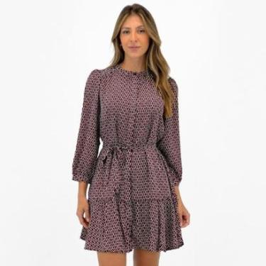 Imagem de Vestido Enfim Curto Manga 7/8 com Cinto Feminino-Feminino