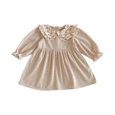 Imagem de Vestido De Festa De Algodão De Manga Comprida Para Meninas, Roupas De 