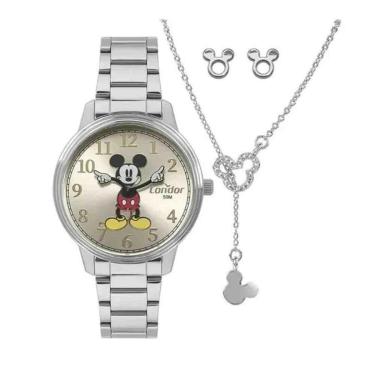 Imagem de Kit Relógio+Semijoias Condor Disney Prata Feminino CO2025AB-Feminino