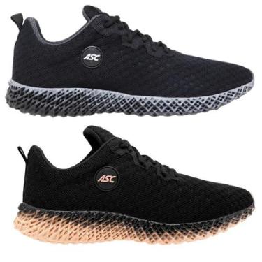 Imagem de Kit 2 Pares Tênis Feminino ASC Para Academia Caminhada Sola Reta KGT2,