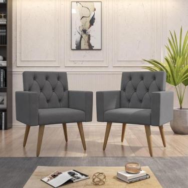 Imagem de Kit 2 Poltronas para Salão de Beleza e Sala de Espera Thais Suede - Mó