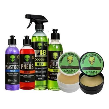 Imagem de Kit 6 Produtos Estetica Automotiva Alien Ind Cera Polimento