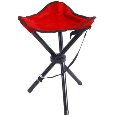 Imagem de Cadeira Banqueta Camping Portátil Dobrável Tripé Vermelho - Gici Adven