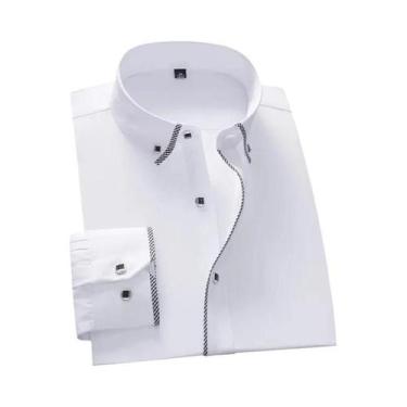 Imagem de Camisa Social Masculina Branca Slim Fit De Manga Longa Com Botões Para