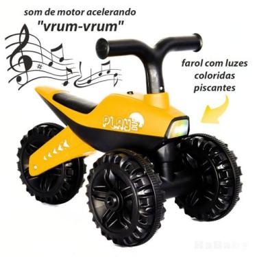 Imagem de Moto De Equilíbrio Triciclo Infantil Luz Som 3 Rodas Kababy, Amarelo