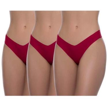 Imagem de Kit com 3 Tangas Corte à Laser BR Lingerie 1135 Vermelho, Rubi, G