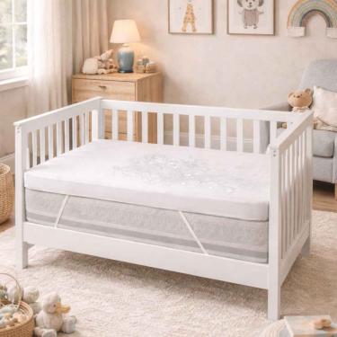 Imagem de Pillow Top para Berço Impermeável 10cm Espuma Soft D23 70x130cm Branco Antialérgico Home&Cia