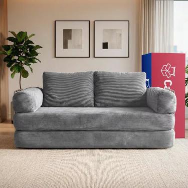 Imagem de Sofá Cama Smartbox Xpandtech 3 Lugares Retrátil 188cm Cinza Claro Velourê Cama Inbox