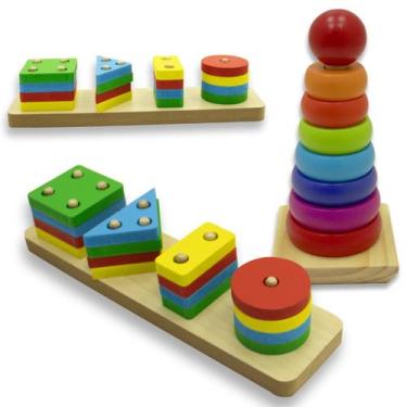 Imagem de Kit 2 Brinquedos Educativo Forma Geométricas Pirâmide - Webstok
