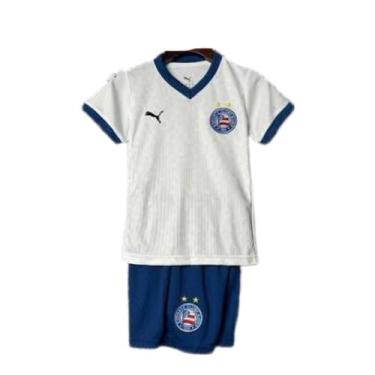 Imagem de Kit Infantil Bahia 25/26 Lançamento Camisa + Calção Branco Tricolor - 