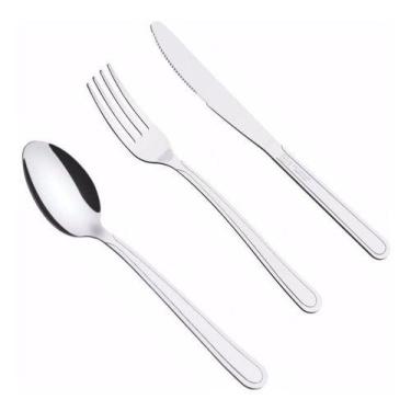 Imagem de Kit C/6 Garfos + 6 Facas Churrasco + 6 Colheres Mesa Búzios - Tramonti
