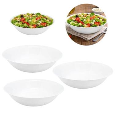 Imagem de 3 Saladeiras Melamina 25cm Redonda Branca P/ Buffet - Sk
