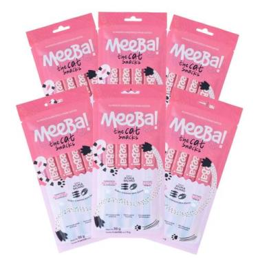 Imagem de Kit 6 Meeba Snack Natural Úmido Atum E Salmão 24 Sachê 14g