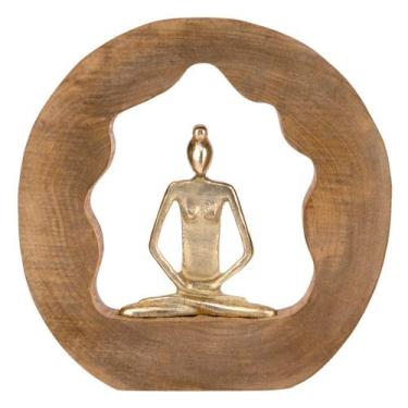 Imagem de Escultura Decorativa Yoga em Madeira 26cm 21892 Mart