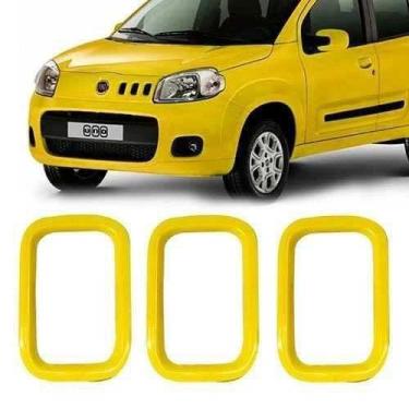 Imagem de Aplique Moldura da Grade Dianteira Amarela Fiat Uno 2005 à 2015 (3 Peç