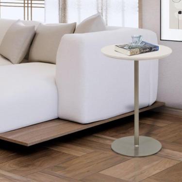 Imagem de Mesa Lateral Lumina Off White/ Champagne - L 45 cm x P 45 cm x Alt 57 