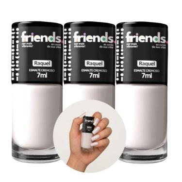 Imagem de Kit 3 Esmalte Cremoso Branco Raquel Friends 7ml Cor Vibrante