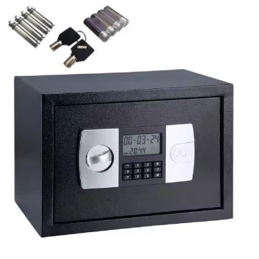 Imagem de Cofre Eletrônico Digital 8L Senha e Chave Display LCD Aço Reforçado Suporte de Parede Preto Yeet