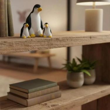 Imagem de Miniatura Trio Familia Pinguim Enfeite Decoracao Ceramica - Hp Decor
