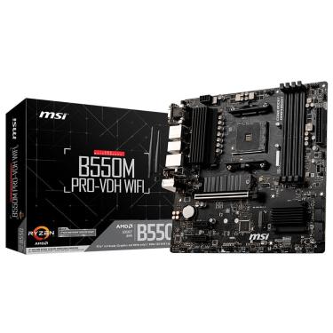 Imagem de Placa Mãe MSI B550M PRO-VDH com Wifi e Pcie 4.0, Micro ATX e DDR4 Até 128GB e HDMI 2.1 e Displayport e Chipset AMD B550