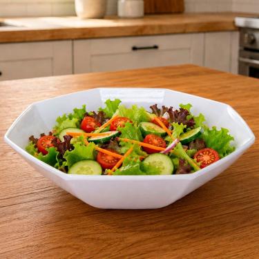 Imagem de Tigela Bowl Saladeira em Melamina Branca 2080ml Resistente para Servir Alimentos na Cozinha Branco