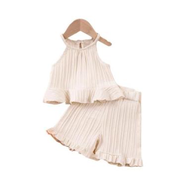 Imagem de Conjunto De Shorts E Top Sem Mangas Com Renda Para Meninas, Moda De Ve