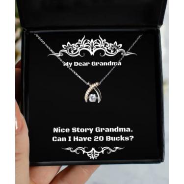 Imagem de SpreadPassion Presentes divertidos para avó, bela história vovó. Can I Have 20 Bucks, Colar de Dançar Fúrculas de Natal Sarcástico Presentes para Vovó