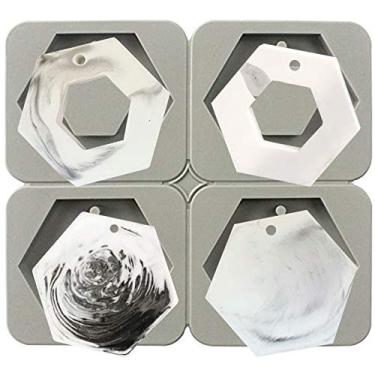 Imagem de Funshowcase Molde hexagonal de silicone para doces de 4 cavidades com furo para chocolate, fabricação de velas de sabão, fundição de resina epóxi, projetos de artesanato de joias