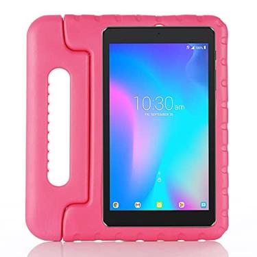 Imagem de Capa infantil para Alcatel Joy Tab 8" 9029W e Alcatel 3T 8" 9027W e Alcatel A30 8" 9024W, suporte de alça leve, espuma de EVA, protetora, resistente, à prova de quedas (rosa vermelho)