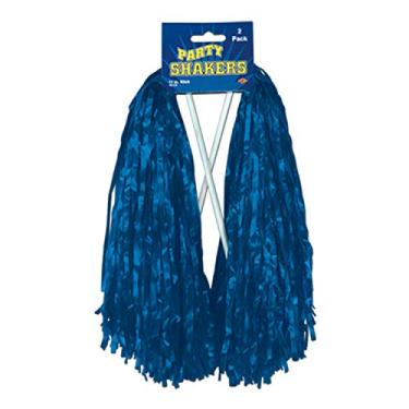 Imagem de Beistle Agitadores de poliéster azul, 2 unidades de pompons de torcida para eventos esportivos, dias de jogos de futebol, rallies, mostrando o espírito escolar e celebrações do orgulho da equipe, 30,5