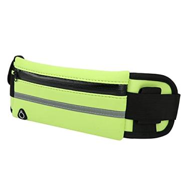 Imagem de Bolsa de cinto esportiva, bolsa de cintura para corrida Design de zíper íntimo Design de faixa reflexiva para família para andar de bicicleta ao ar livre(verde)