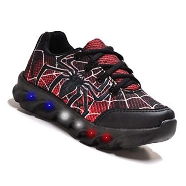 Imagem de Tenis De Led Led Masculino Aranha Meninos Estilo Original Cor:Vermelho;Tamanho:30