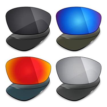 Imagem de Mryok 4 pares de lentes polarizadas de substituição para óculos de sol Revo Thin Shot RE3090 - preto Stealth preto/vermelho fogo/azul gelo/titânio prateado
