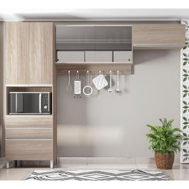 Imagem de Cozinha Compacta Bartira Amazonita com 5 Portas, 3 Gavetas e 5 Prateleiras - 271cm de largura