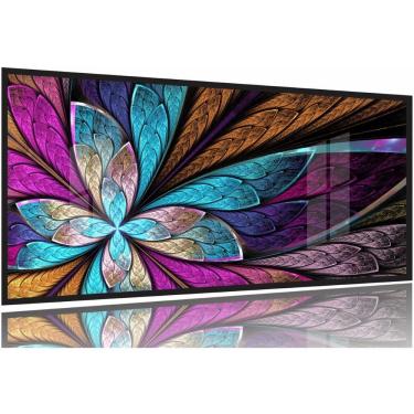 Imagem de Quadros Decorativos Vitral Moderno Mosaico 130x60 Moldura Preta 2x2
