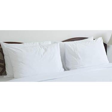 Imagem de Fronhas de grau B – Algodão de poliéster, pacote de volume, 130 fios (50,8 x 76,2 cm tamanho padrão), clínicas de fisioterapia, hotéis, acampamentos, seminários, igrejas, escolas, festas e capas de cadeira, Solid White, 48-PillowCases