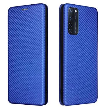 Imagem de YUNCHAO Caixa de telefone Para ZTE AXON 20 5G / 4G Fibra de Carbono Textura Magnética Flip Horizontal TPU + PC + Caixa de Couro PU com Slot para Cartão capa para celular