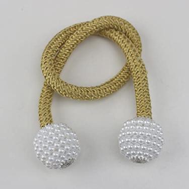 Imagem de pacote prendedor de cortina magnético prendedor de cortina prendedor de fivela de bola pendurada fivela de suspensão acessórios para cortina decoração de casa, ouro, 2 peças