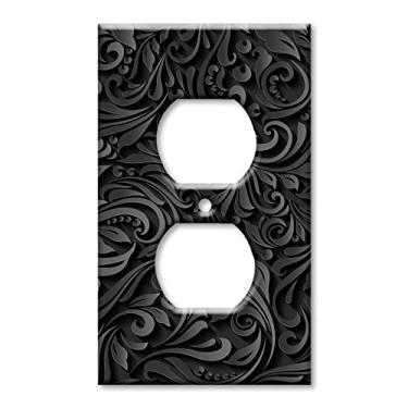 Imagem de Art Plates Brand Electrical Outlet Cover Wall/Switch Plate - Black Floral