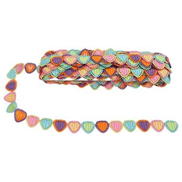 Imagem de GLOGLOW Tecido com aplique de fita floral e acabamento de costura, corte de coração colorido para vestidos, artesanato decorativo para camisetas